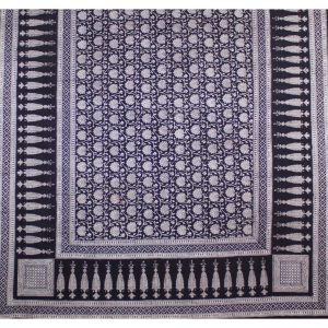Blokprint Tapijt – Wit Zwart Paisley Design