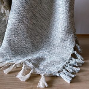 Handgeweven Deken Blauw (Sirince) | Mediterraan Plaid van Turks Katoen
